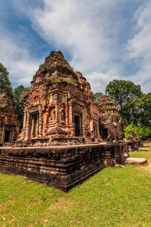 Ancient buddhist khmer temple in Angkor Wat complex, Cambodiaの写真素材