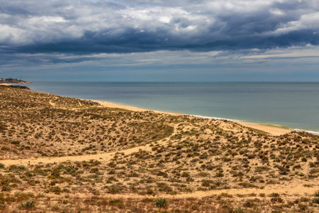 Meia Praia beach in Lagos, Algarve, Portugalの写真素材