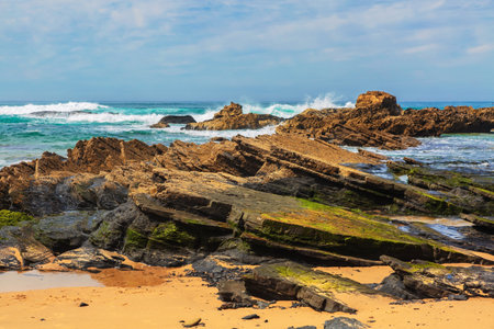 View at Cordoama beach, West Atlantic coast of Algarve region, south of Portugal.の写真素材