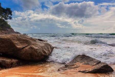 tropical beach under gloomy sky. Thailandの写真素材