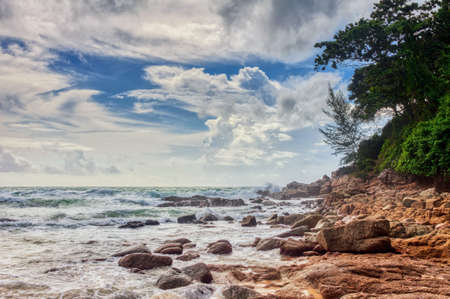 tropical beach under gloomy sky. Thailandの写真素材