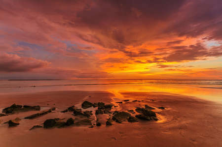 Tropical beach at beautiful sunset. Nature backgroundの写真素材