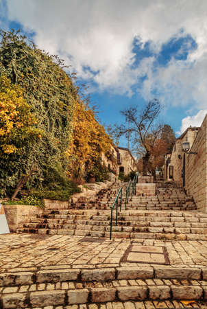 Old houses in Yemin Moshe district, Jerusalem, Israelinの写真素材