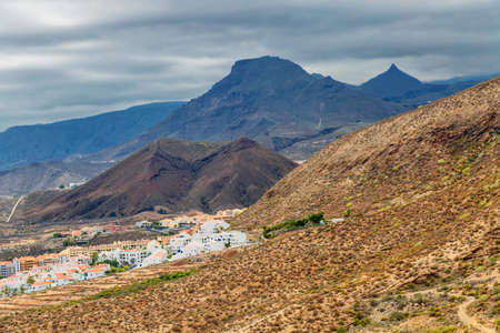 Mountain view on Costa del Silencio in Tenerife, Canary Islands, Spain.の写真素材