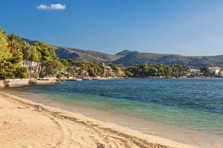 View at promenade along seafront. Port de Pollenca is a small town in northern Mallorca, Balearic islands, Spainの写真素材