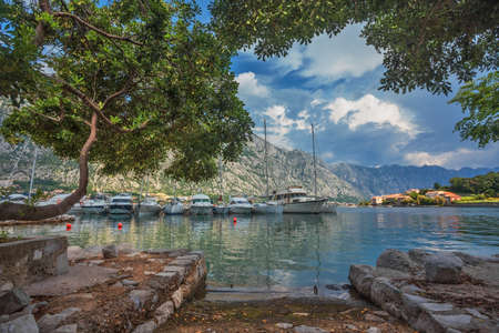 A small bay with boats. Kotor. Montenegroの写真素材