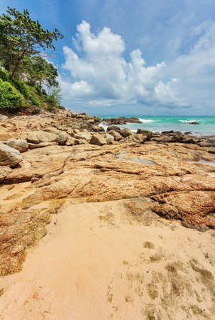 Beautiful tropical beach with stones. Thailand. nature backgroundの写真素材