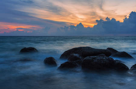 Tropical beach at beautiful sunset. Phuket, Thailand. nature backgroundの写真素材