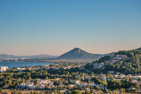 Landscape with valley and mountains, Mallorca, Balearic islands, Spainの写真素材