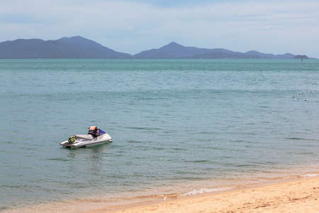 Boat in the tropical sea near tropical beach. Samui island. Thailandの写真素材