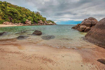 tropical beach under gloomy sky. Thailandの写真素材