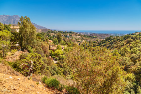 Beautiful landscape with fields and mountains in Andalucia, Spainの写真素材