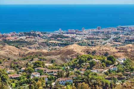 Panoramic view of Costa del Sol from the top of Calamorro mountain, Benalmadena, Andalusia province, Spain.の写真素材