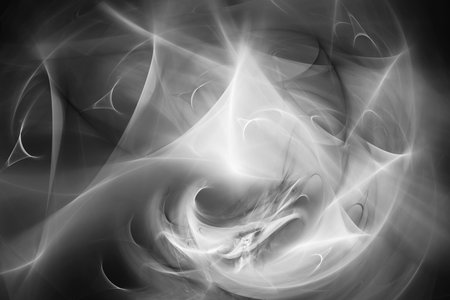 Digital abstract fractal background generated at computer in black and white.の写真素材