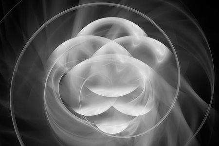 Digital abstract fractal background generated at computer in black and white.の写真素材