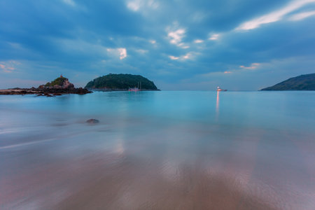 Tropical beach at beautiful sunset. nature backgroundの写真素材