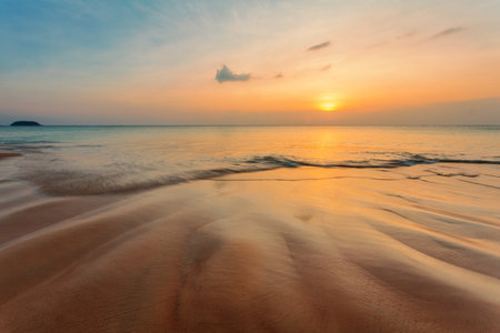 Tropical beach at beautiful sunset. nature backgroundの写真素材