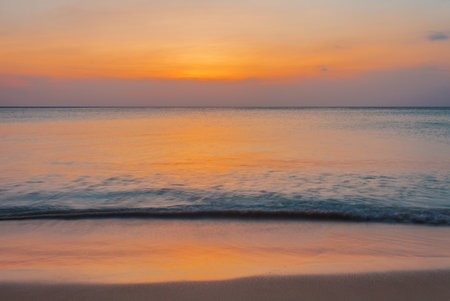 Tropical beach at beautiful sunset. nature backgroundの写真素材