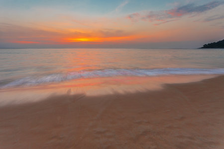 Tropical beach at beautiful sunset. nature backgroundの写真素材