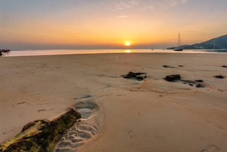 Tropical beach at beautiful sunset. nature backgroundの写真素材