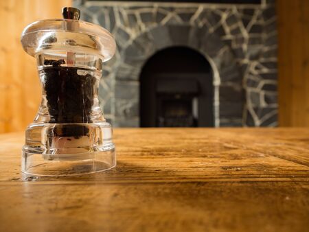 Pepper in glass on the woodenの写真素材