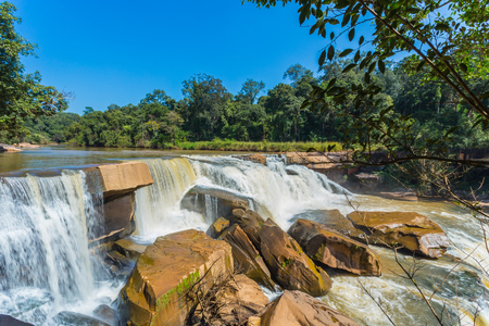 Beautiful waterfall in green forest in jungle in the mountain ,phetchabun , Thailandの写真素材