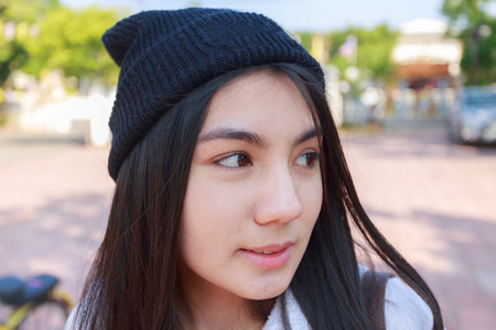 A portrait of a beautiful young asian woman.の写真素材