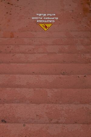 caution slippery floorの写真素材