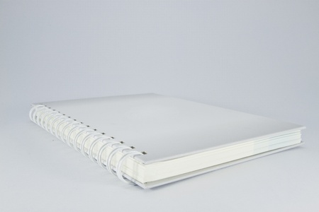 white notebook isolated on white background, office equipment