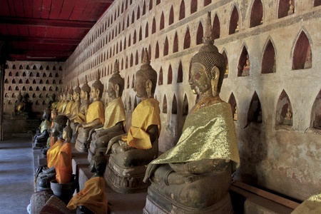 Buddha statue. Wat Ho Phra Keo (Altar of the Emerald Buddha), Vientiane, Laos の写真素材