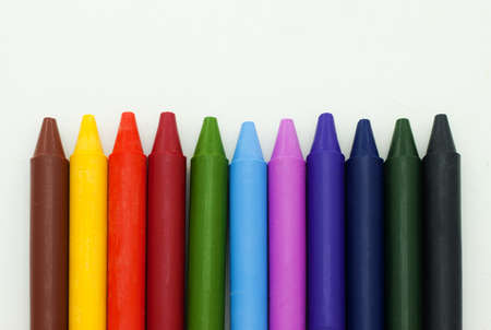 Wax crayons on white backgroundの写真素材
