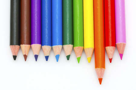 Colour pencils on a white background  の写真素材