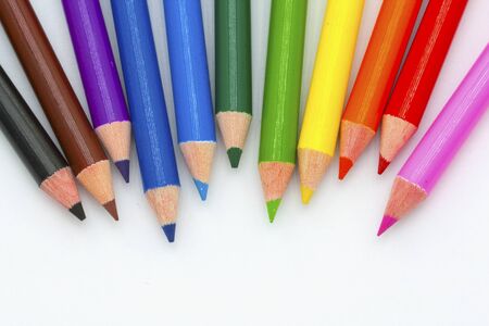 Colour pencils on a white background  の写真素材