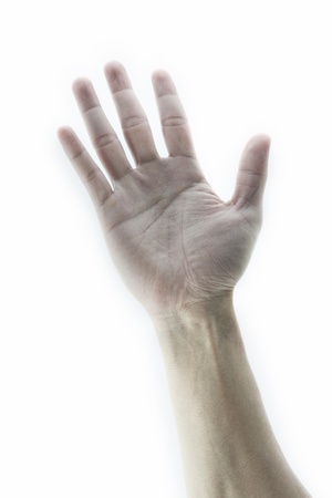 hand symbol that means five on white background の写真素材