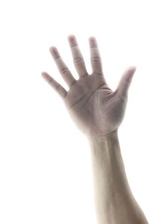 hand symbol that means five on white background の写真素材