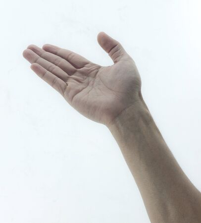 Empty hand isolated on white background の写真素材