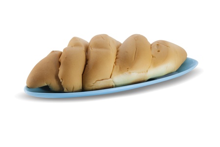 bread with custard on white background