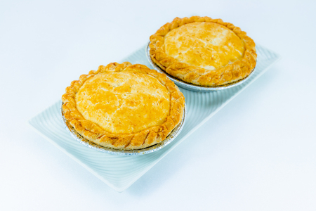 Two pie with flaky pastryの写真素材