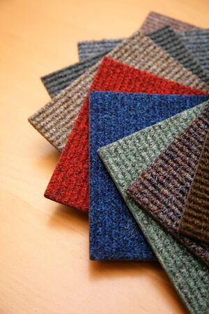 Samples of color of a carpet covering