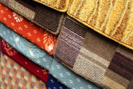 Samples of color a carpet covering in shop