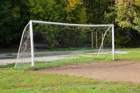 Football goal in the field