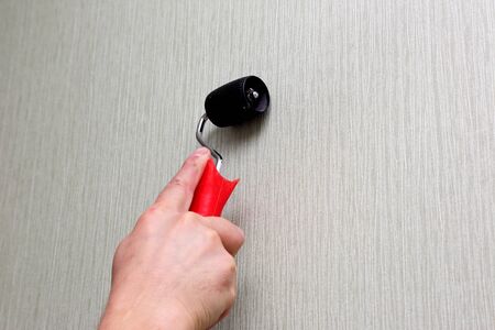 installation of wallpaper in the room, rolling jointsの写真素材