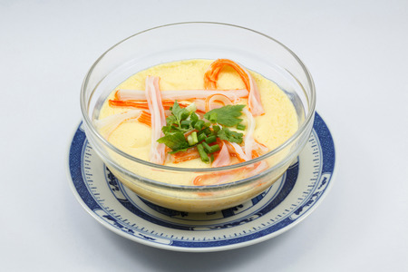 Steamed egg with crab stickの写真素材
