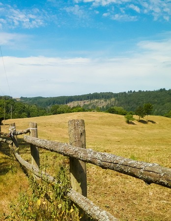 Landscape of ranch in Wiezyca region, Kashubia, Poland. Agriculture and travel concept.の写真素材