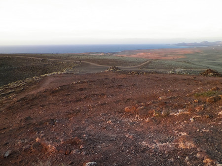 Area of Montana Roja, Lanzarote, Canary Islands. Montana Roja is a volcano in Playa Blanca, Lanzarote Islands.の写真素材