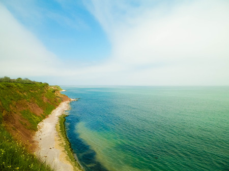 Cliffs on the Black Sea coas. Landscape of cliffs and beach in Vama Veche, Romania. Nature and traveling concept.の写真素材