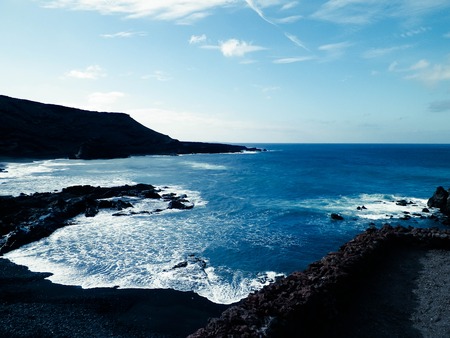 Coast in El Golfo, Lanzarote, Canary Islands. Travel, beauty in nature concept.の写真素材