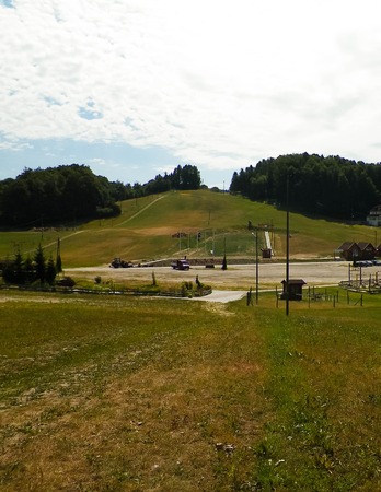Ski slope in Wiezyca, Kashubian region, Poland. Sport and travel concept.の写真素材