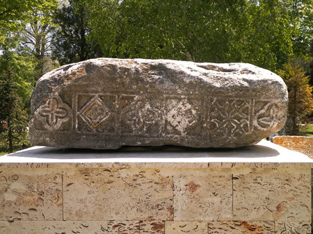 Ancient ruins in park in the city center of Constanta, Romania. History and architecture concept.の写真素材