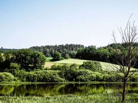 Small lake in Wiezyca. Amazing nature of Kashubian Region, Northern Poland. Travel and nature concept.の写真素材